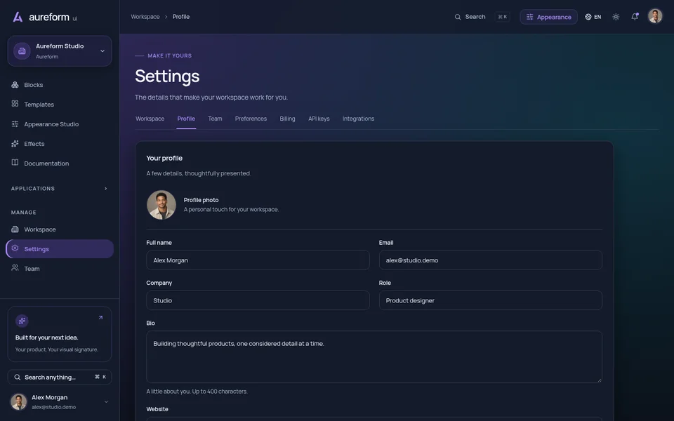 Vista previa de Perfil